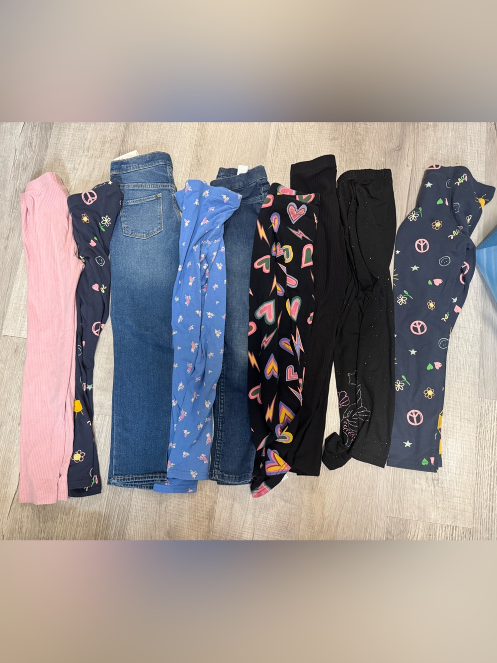 Old Navy Girls Mixed Color & Printed Leggings Pack - Pink, Navy, Blue, Black